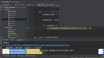 [오지랖 파이썬 웹 프로그래밍] 6장 Onlineshop 15 - 장바구니 기능을 위한 Cart class 만들기 - cart class for shopping cart.