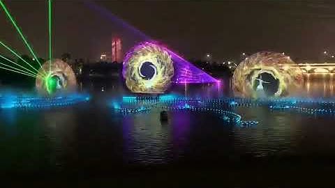 Interactive water projection 3D mapping on water, water mapping projection