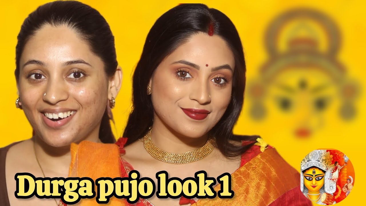 ✨ Simple Traditional Shashti  Durga Pujo Look 1 using CHARACTER COSMETICS Durga Pujo Series  2025 ✨