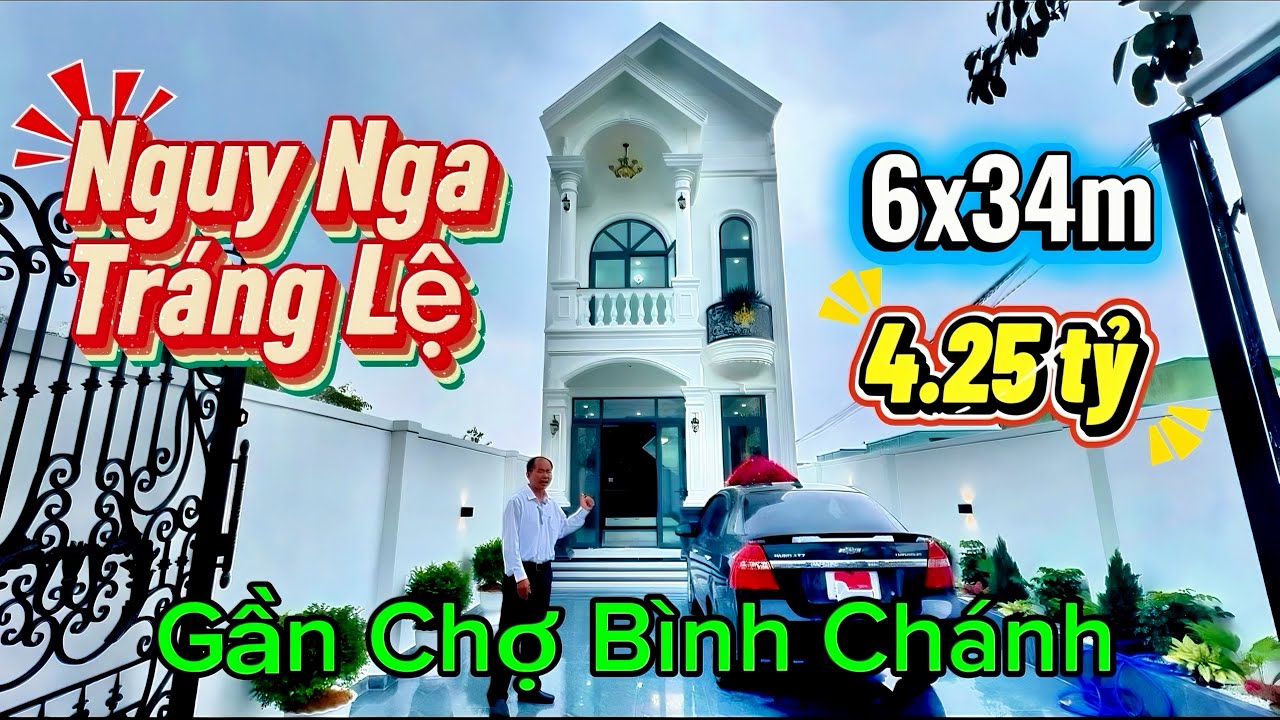 NGUY NGA LỘNG LẪY - MẶT TIỀN ĐƯỜNG THÔNG - 6x34m, Tặng full nội thất, gần chợ Bình Chánh 