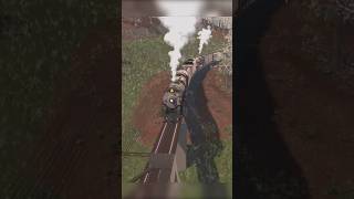 C&amp;O T‑1 Steam Locomotive Double Headed FULL SEND Bridge Crossing #train #railway #railroader