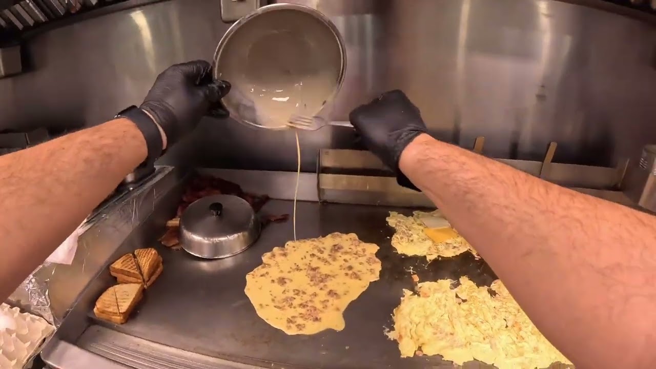 Cooking a Full Breakfast Like a Pro — Grill POV at the Restaurant