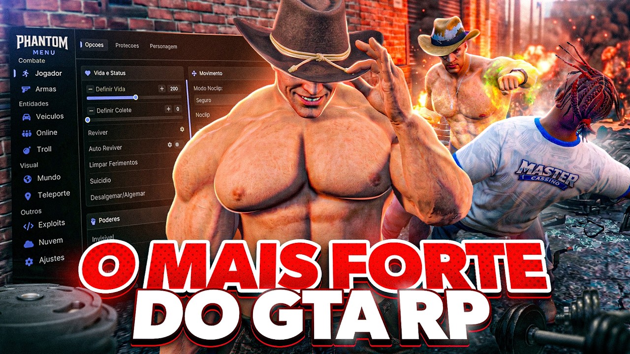 VIREI O HOMEM MAIS FORTE DO MUNDO NO GTA RP COM HACK MOD MENU! - PHANTOM MENU