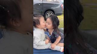 Two sister beautiful moment hug and kissing shorts