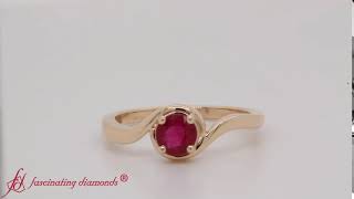 Swirl Ruby Solitaire Engagement Ring In 18K Yellow Gold-FD8704RGS
