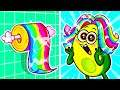 Rainbow hair  cool beauty hacks for girls  funny cartoons by avocado couple