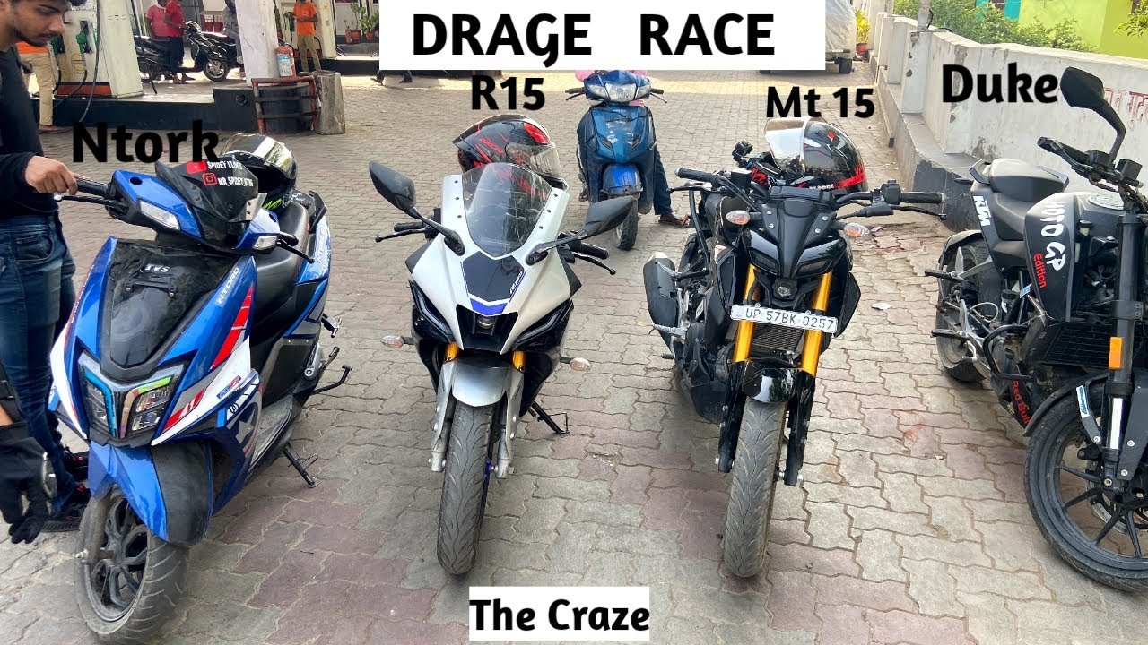 DRAGE RACE || YAMAHA MT15 BS6 VS DUKE || R15 || Duke || Ntork|| LONG ...