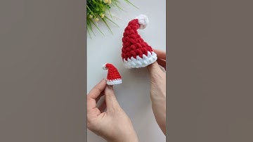 Mini Santa Hat crochet tutorial #crochetchristmas #crochethat #crochettutorial