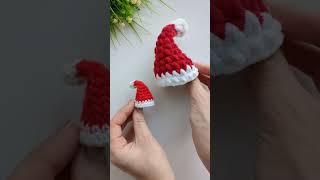 Mini Santa Hat crochet tutorial #crochetchristmas #crochethat #crochettutorial