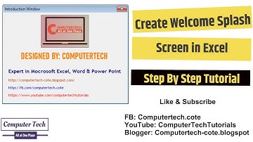 Create Welcome Splash Screen in Excel