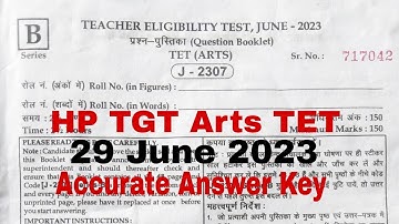 HP TGT Arts TET 29 June 2023 || Full Answer Key || Solved Question Paper