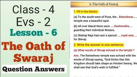 Class 4 | EVS 2 | Lesson 6 | The Oath of Swaraj | Question Answers | Maharashtra Board.