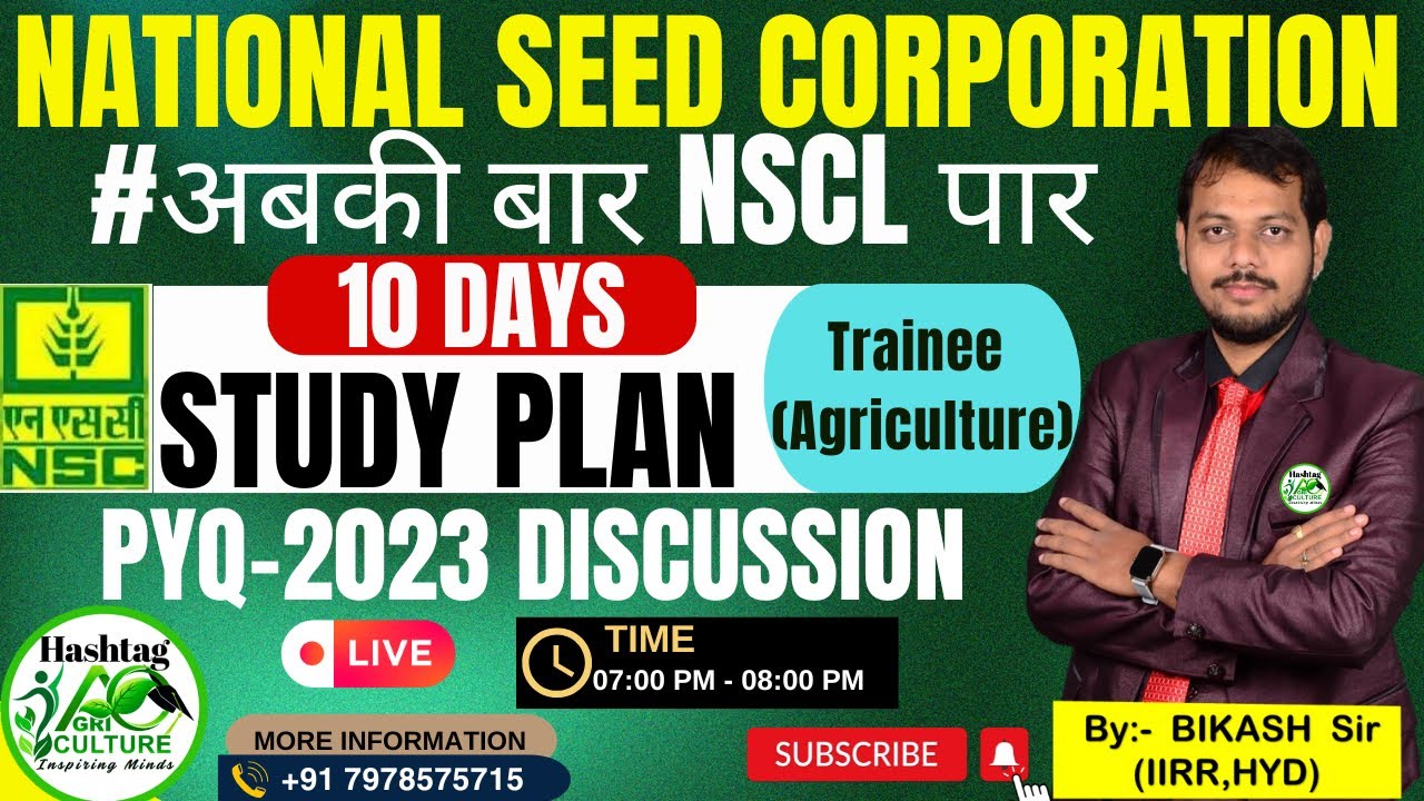 Nscl Format NSCL Agriculture Trainee PYQ 2023 | NSCL PYQ 2023 | NSCL Preparation ...