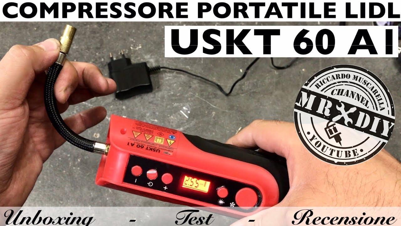 lidl rechargeable portable compressor. USKT 60 A1. Maximum speed