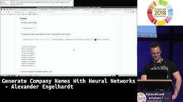 PyCon.DE 2018 LT: Generate Company Names With Neural Networks - Alexander Engelhardt