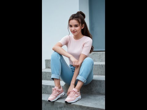 4K lookbook fashion vlog-outdoor Skinny jeans# 267