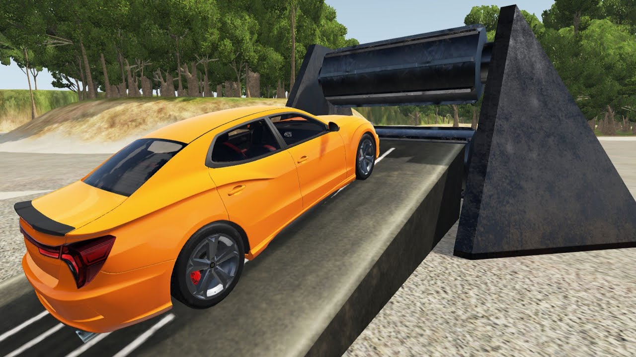 Cars vs Spinning Roller - BeamNG Drive - YouTube