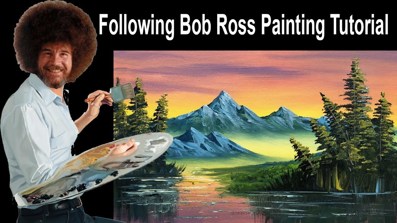 Following Bob Ross Landscape Painting Tutorial, Bob Ross - Gray Mountain