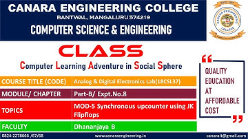 VTU ADE(18CSL37) Analog & Digital Electronics Lab Synchronous Mod-5 Upcounter [PartB Expt No.8 L13]