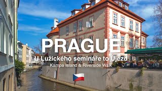 U Lužického semináře to Újezd 🇨🇿 | Prague Riverside Walk &amp; Kampa Island in 4K HDR ASMR