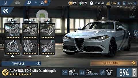 NFS No Limits Alfa Romeo Giulia Quadrifoglio ( Tuning Unlocked)