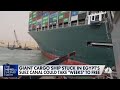 Giant cargo ship stuck in Egypt's Suez Canal could take 'weeks' to free