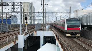 JR京葉線/JR武蔵野線南船橋駅を入線.発車する列車パート2。