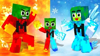 Monster School : Zombie x Squid Game FIRE DAD & ICE MOM  Minecraft Animation