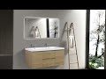 Allreno 59-inch Double Sink Bathroom Vanity, Wall-Mounted Cabinet with Oak Finish with Countertop
