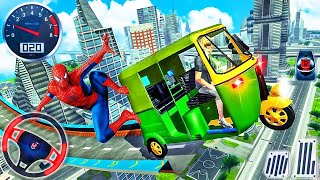 Superhero Tuk Tuk Rickshaw : Stunt Driving game 🛺🕸️🛺 | YouTube Gaming screenshot 5