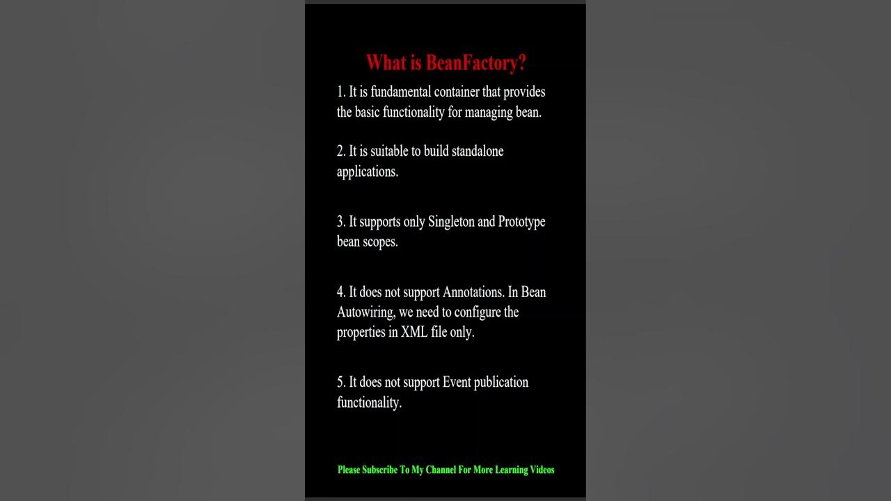What is BeanFactory (IOC Container) YouTube