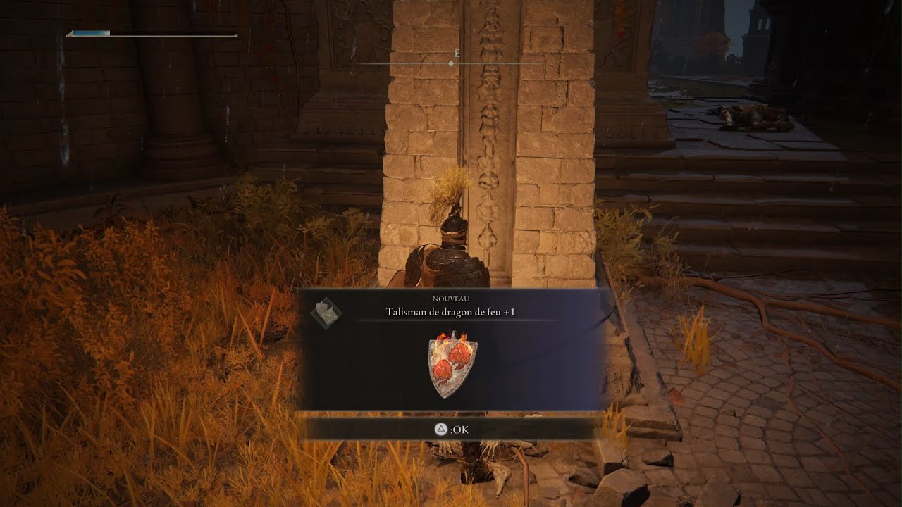 Elden Ring Trouver une Pierre de Sombre (6) & le Talisman de Dragon de Feu +1. Leyndell