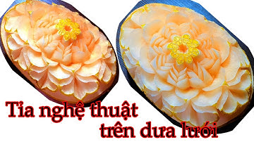 Tỉa nghệ thuật trên dưa lưới / pruning flowers on cantaloupe / Mai huyen carving 0977138662