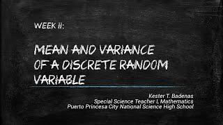 Statistics & Probability: Random Variable - Week 2 Discussion 2