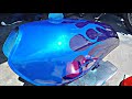 How to custom paint BLUE FLAMES design on motorcycle Fuel tank using SAMURAI spray paint