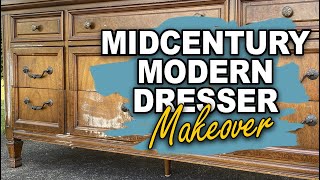 Beautiful MCM Dresser Makeover Using Benjamin Moore Advance