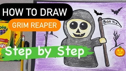 How to Draw CUTE Grim Reaper - Easy step by step for kids Halloween #mrschuettesart