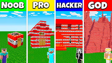Minecraft Battle: NOOB vs PRO vs HACKER vs GOD: TNT BLOCK BASE HOUSE BUILD CHALLENGE / Animation