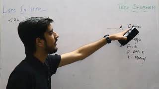 Illustration on ordered List in  HTML for class XII I.P by Tech Shubham