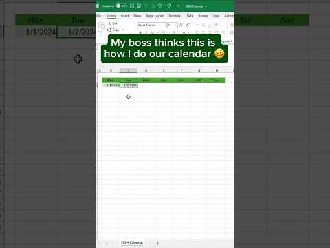 Create a 2024 Excel Calendar in SECONDS
