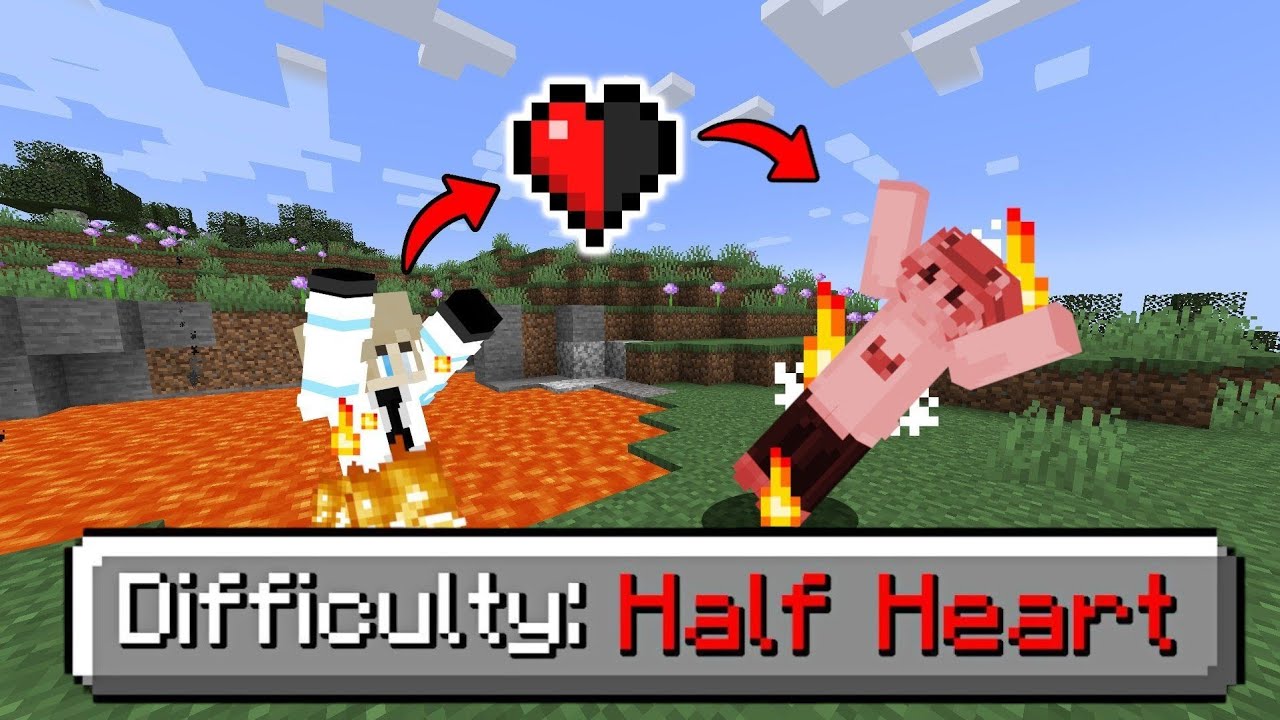Minecraft But We Share HALF a Heart