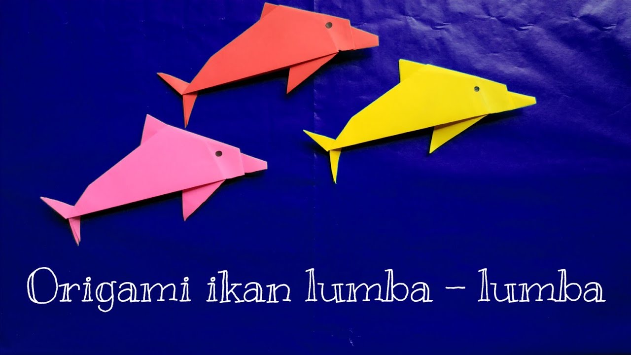 Cara membuat ikan lumba - lumba dari kertas origami