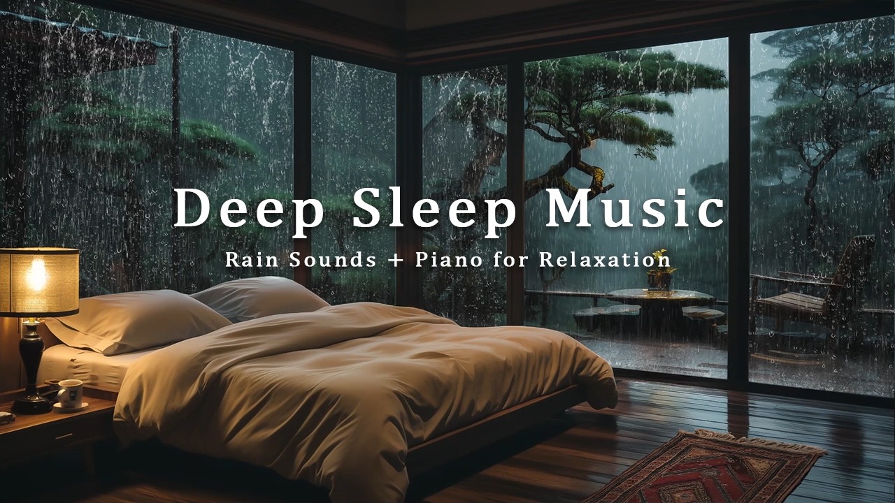 3 Hours of Rain Sounds and Piano Music - Cozy Bedroom Ambience for Deep Sleep and Healing
