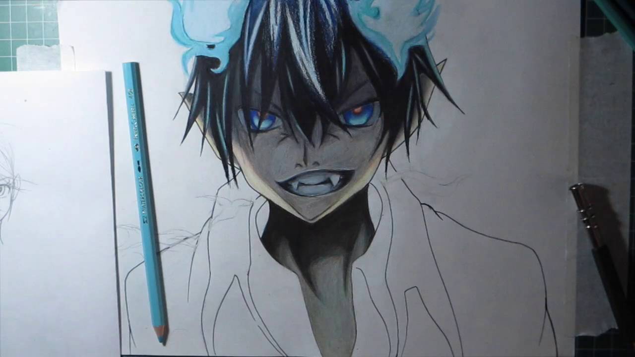 Blue Exorcist, 青の祓魔師, 奥村燐, Anime, Manga, drawing rin okumura, dibujando a r...