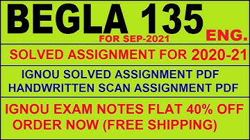 BEGLA 135 in English Solved Assignment 2020-21 PDF @20rs / IGNOU EXAM NOTES, Guides 40% Flat.
