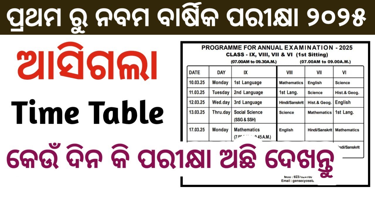 class 1 to 9 annual exam time table 2025 | class 1 to 9 sa2 exam time ...