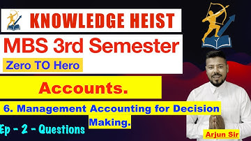 #2 Management Accounting for Decision Making┃Ep 2┃Chapter 6┃ Accounts┃MBS 3rd Semester┃MBA┃MPA┃MBS┃