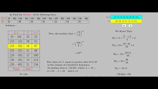 Median of grouped data use GeoGebra
