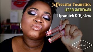 Jeffreestar Cosmetics Velour Lipsticks Review| Swatches on Dark Skin| Leo \& Flamethrower
