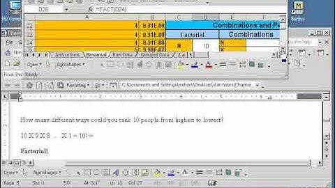 3.4b Factorials, Permutations and Combinations using Excel